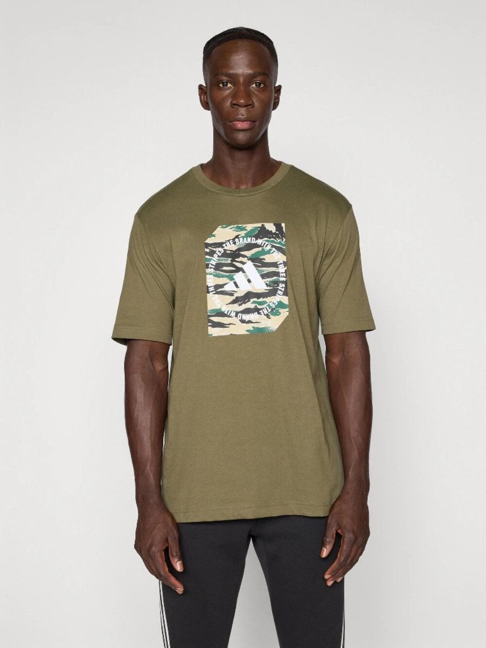 Adidas Men's 100% Cotton T-Shirt Olive Green M C Camo Box T Camouflage Large NWT